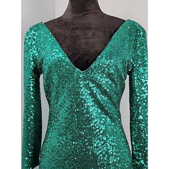 A'gaci Agaci Bodycon Mid Sleeve Dress Large Sequin Homecoming Festival Concert - Picture 3 of 12